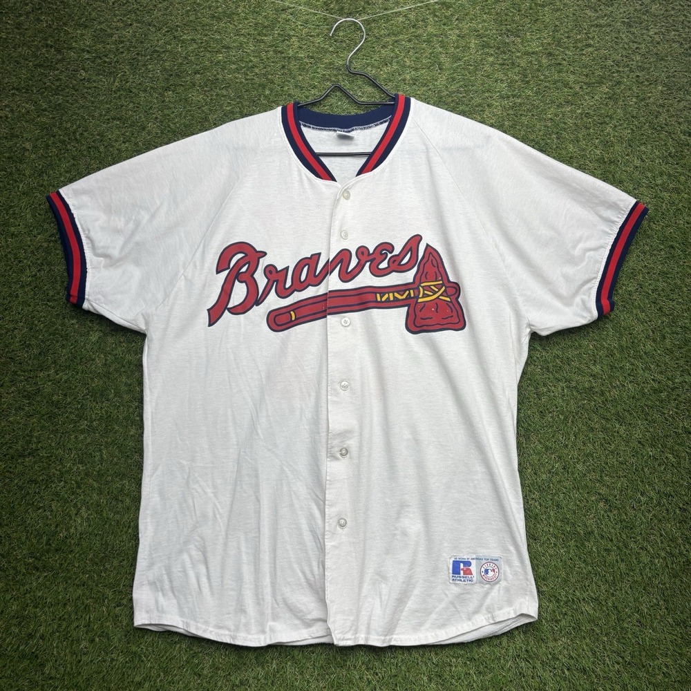 Atlanta Braves Russell Athletic Baseball Jersey Mens XL Vintage White #31 Maddux